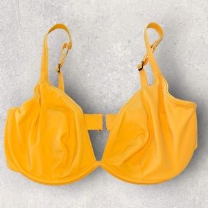 Cuup The Plunge Nector Orange Bikini Swim Top Size 17 36E/38E